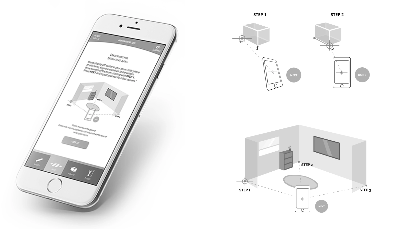 mobile user interface for item measurement